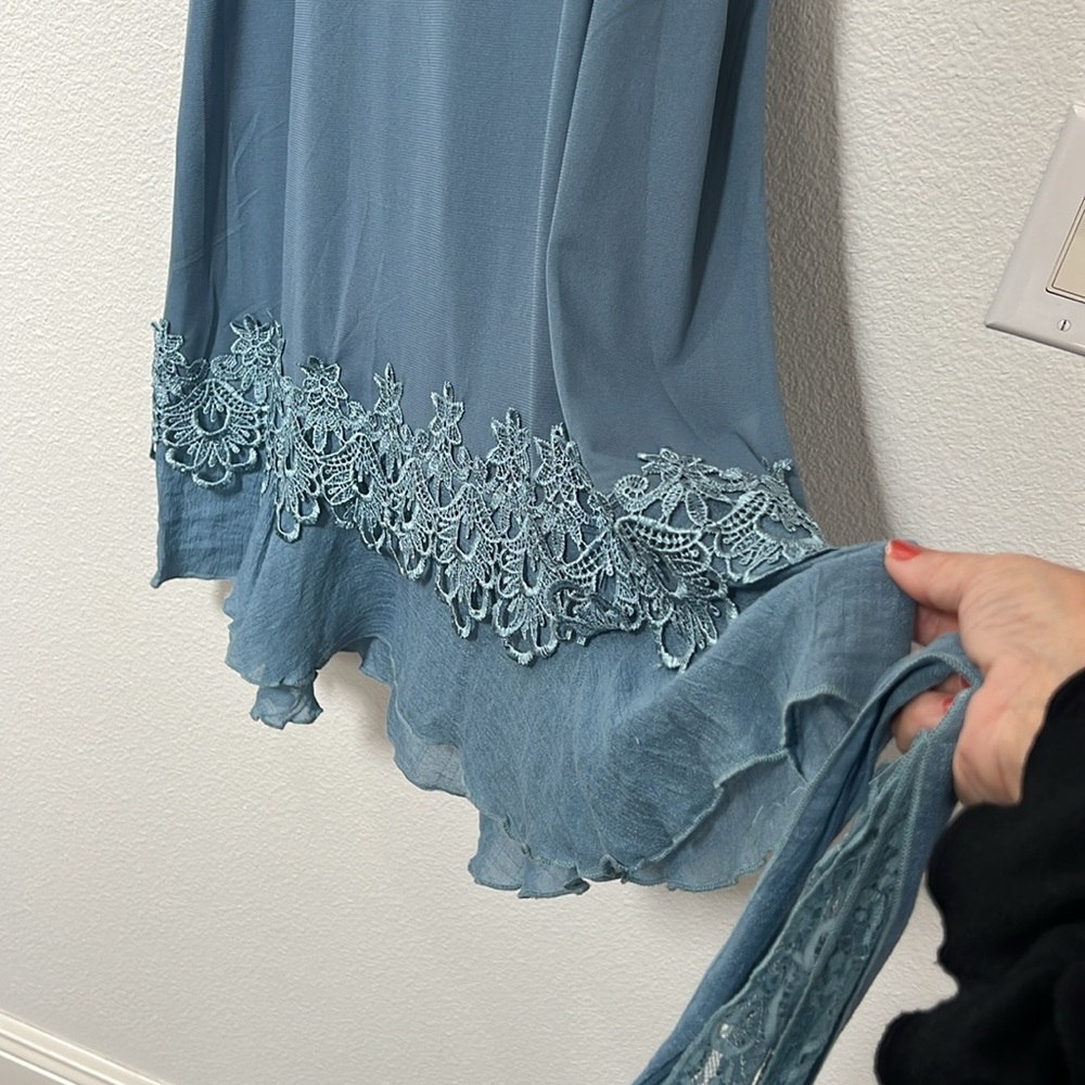Beautiful women’s sleeveless layered blue dress